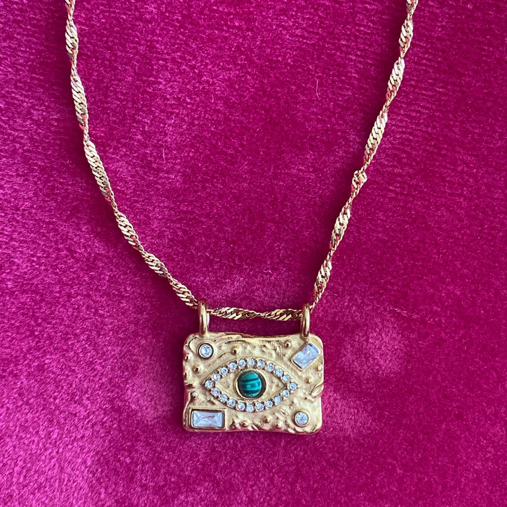 18k Gold Plated Evil Eye Talisman Necklace